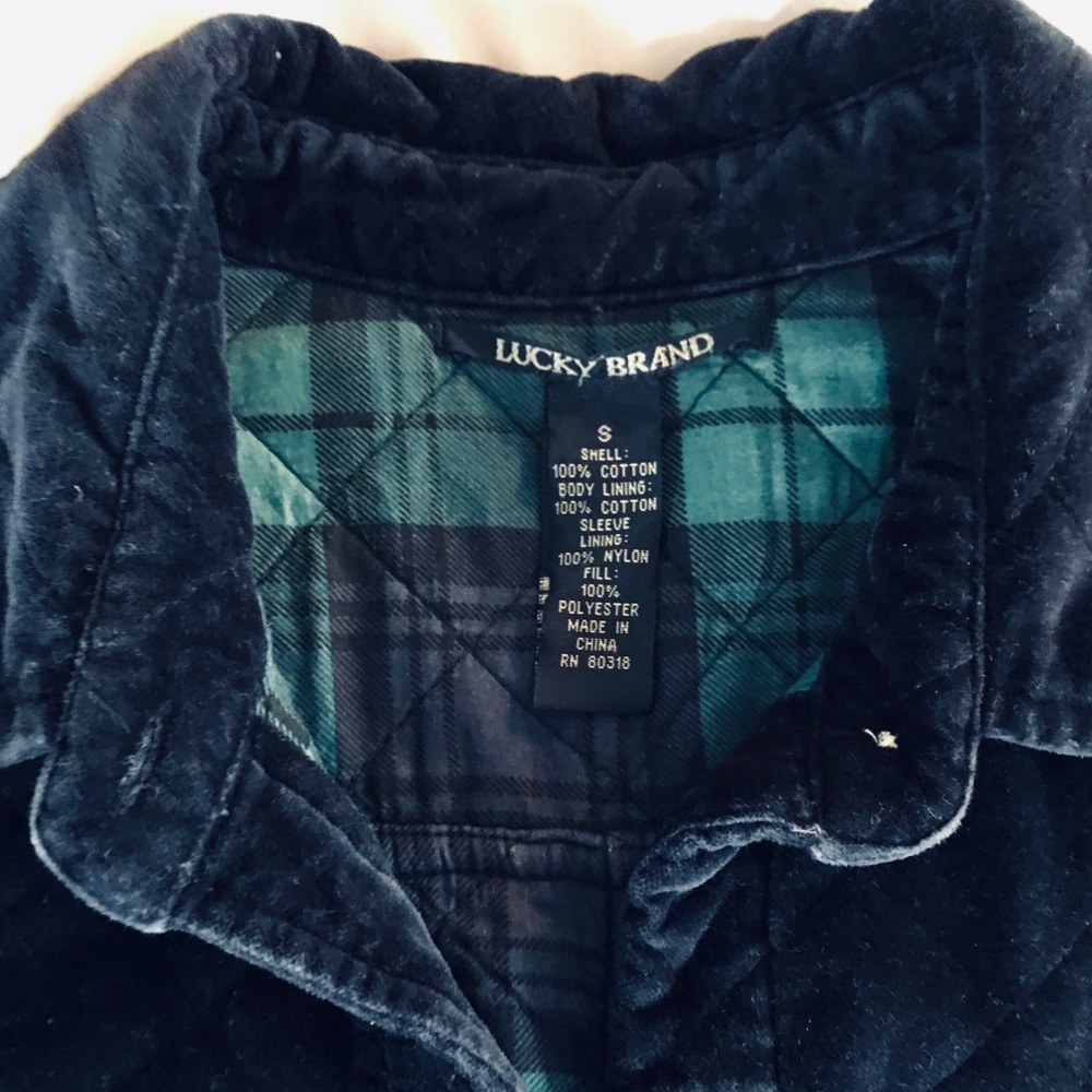 Lucky Brand Navy Quilted Velvet Jacket